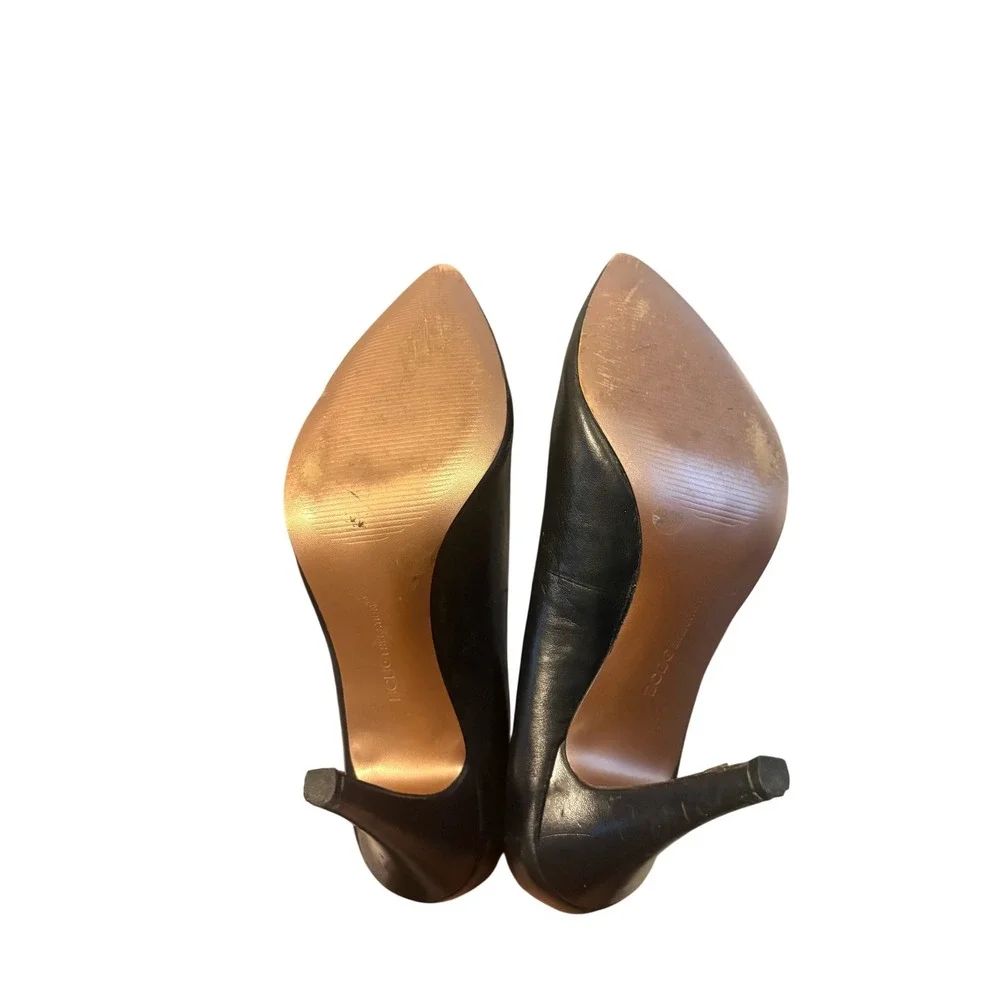 BCBG Black‎ Leather Pointed Toe Stiletto Heels Pumps Shoes Size 9